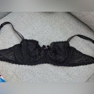 NWOT Vintage Chantelle Black Lace Unlined Balconette Bra with Underwire 38D